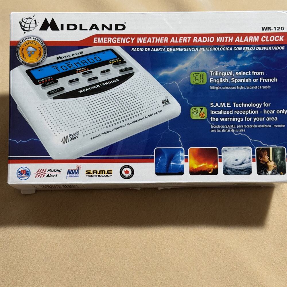 Midland WR120B Programmable NOAA Weather Alert Emergency Radio Open Box Tested